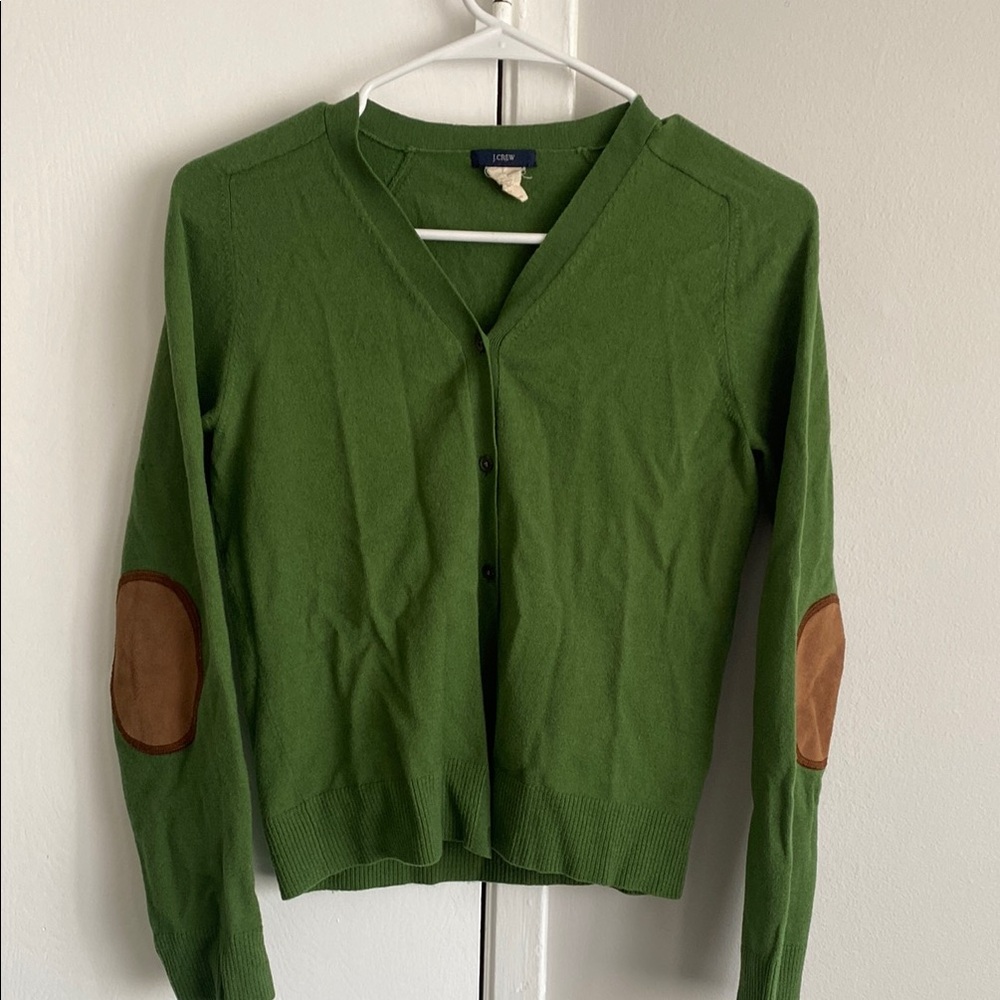 J. Crew Green Women's Sweater with Brown Accents